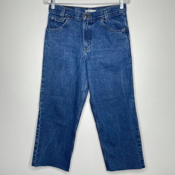 Arizona Jean Co‎ VTG Relaxed Fit Husky Mom Cropped Ankle Raw Hem Denim Jeans - Picture 1 of 7